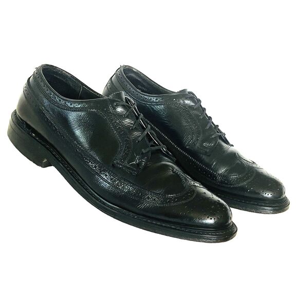 Stafford Vintage Imperial Wingtip Biltrite Black Leather 10.5 Academia Preppy main image 9